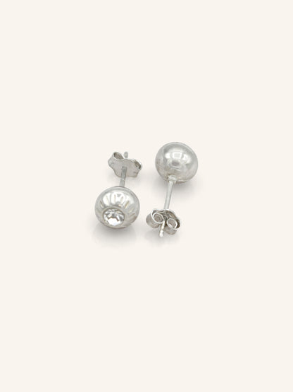 CZ Textured Ball Sterling Silver Studs