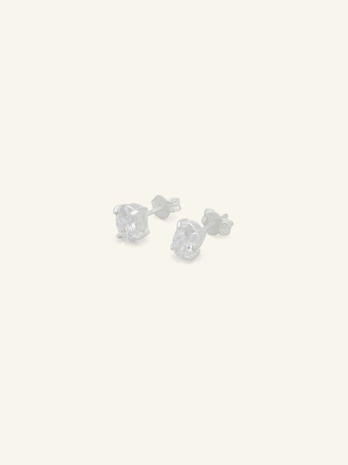 Oval CZ Sterling Silver Studs