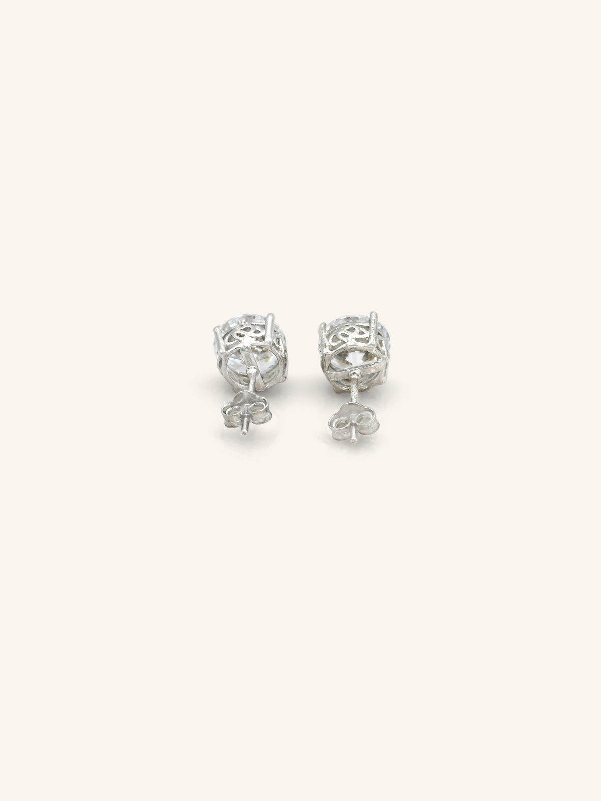 Sterling Silver Filigree CZ Stud Earring