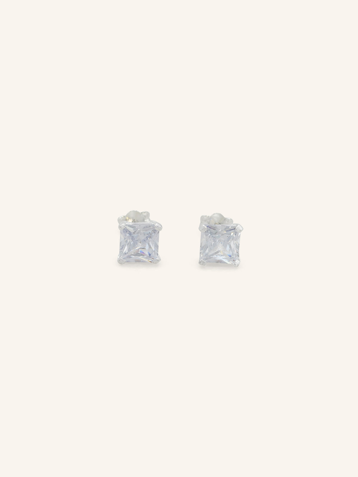 Square CZ Sterling Silver Studs