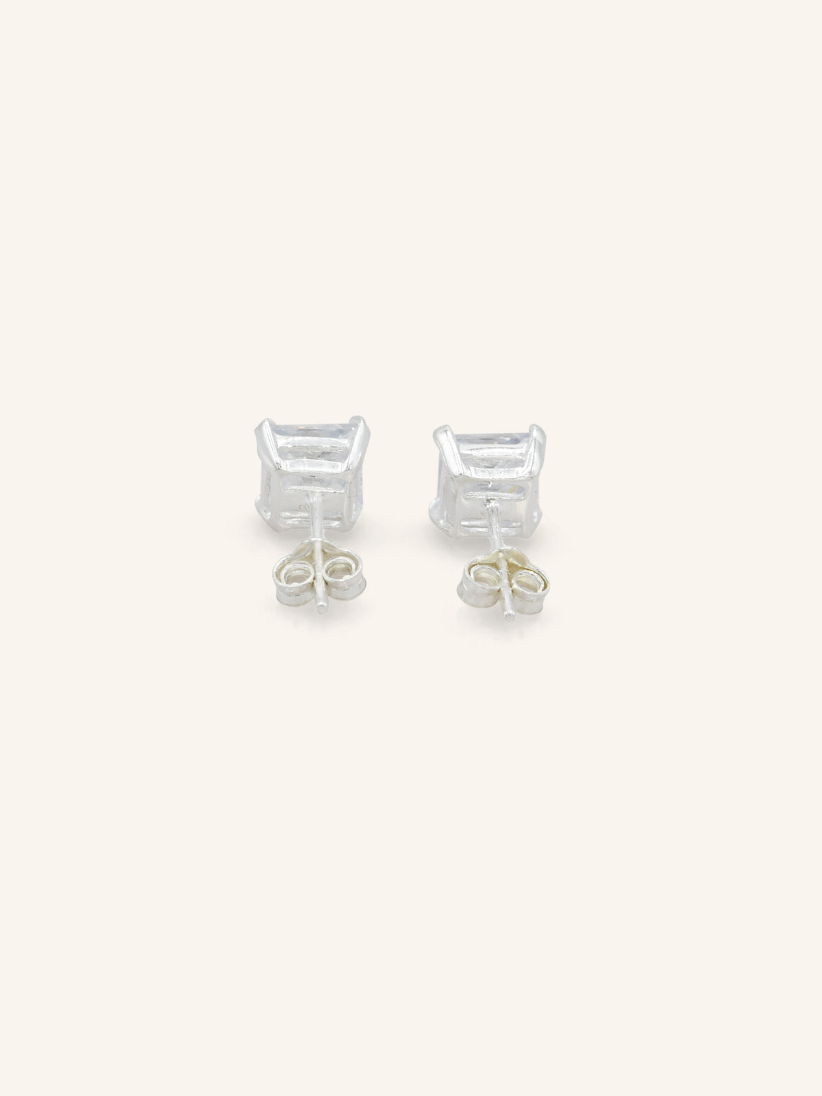 Square CZ Sterling Silver Studs
