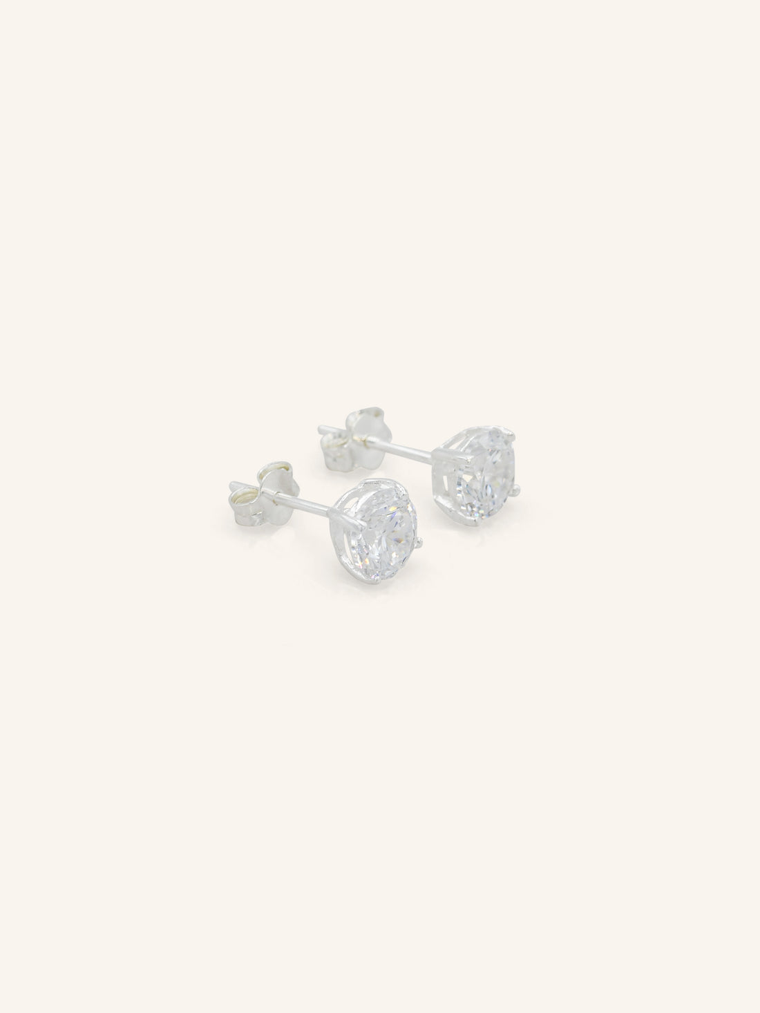 Round CZ Sterling Silver Studs