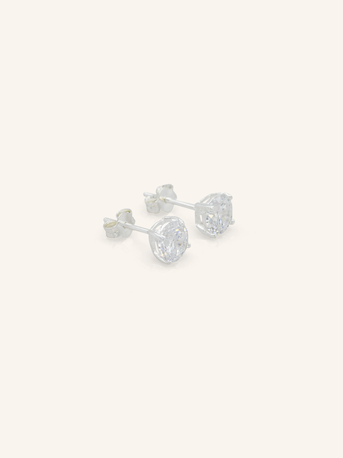Round CZ Sterling Silver Studs