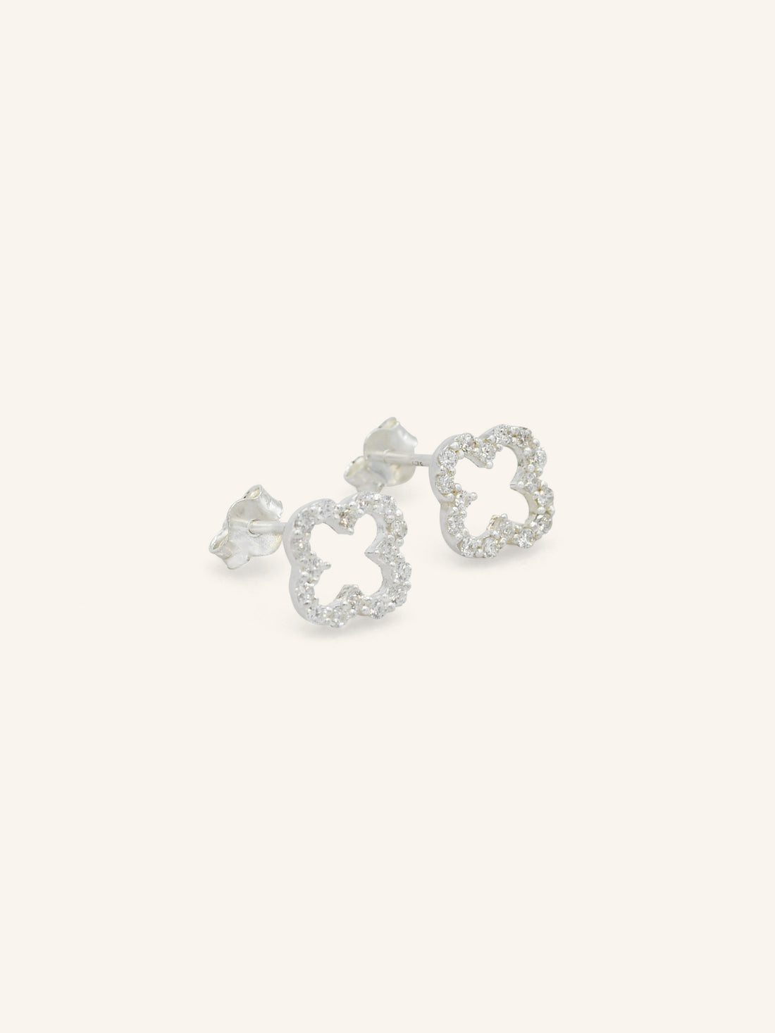 CZ Clover Sterling Silver Studs