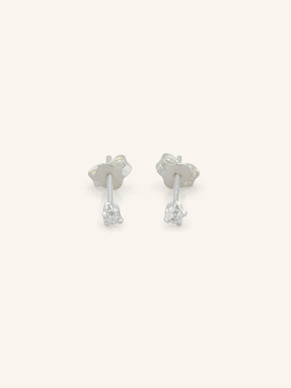 Tiny Round Sterling Silver CZ Studs