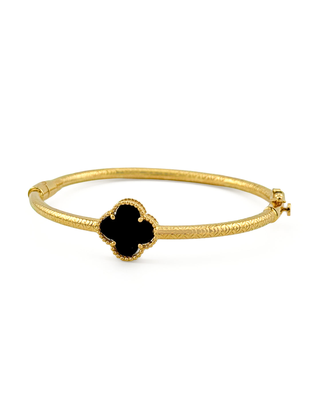 22ct Gold Black Flower Bangle
