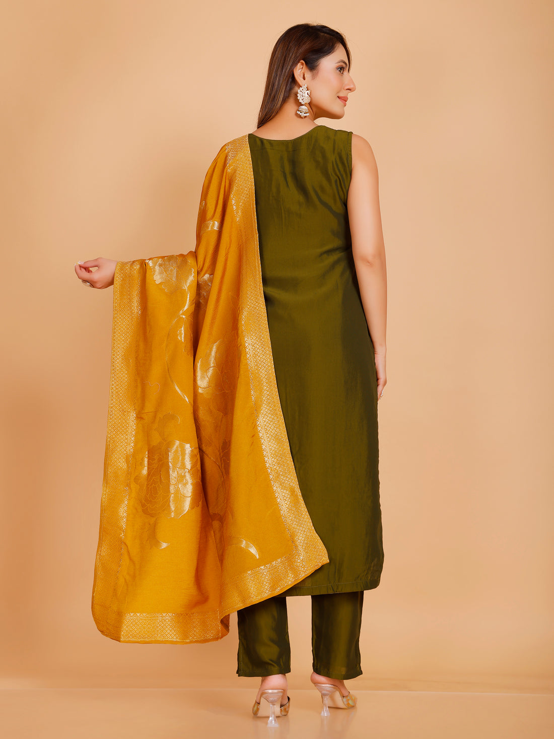 Vamika Silk Zari Wk Straight Kamiz &amp; Pant S/L(L) 36X46,50,54