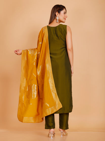 Vamika Silk Zari Wk Straight Kamiz &amp; Pant S/L(L) 36X46,50,54