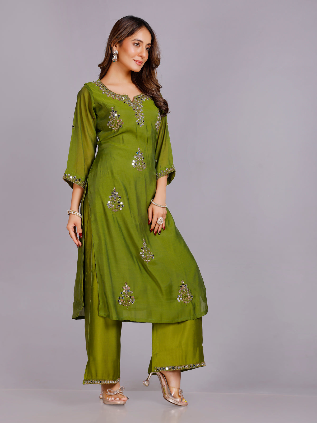 Heena Silk Kurti &amp;amp; Palazzo