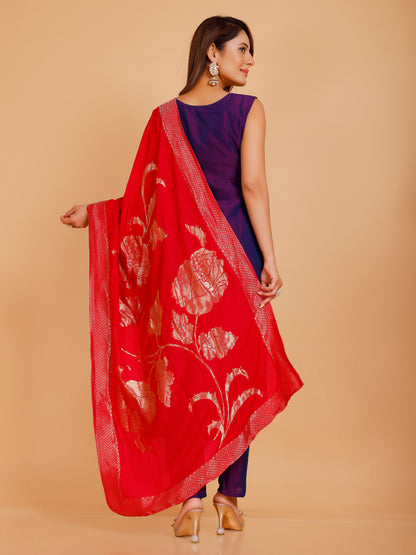 Vamika Silk Zari Wk Straight Kamiz &amp; Pant S/L(L) 36X46,50,54
