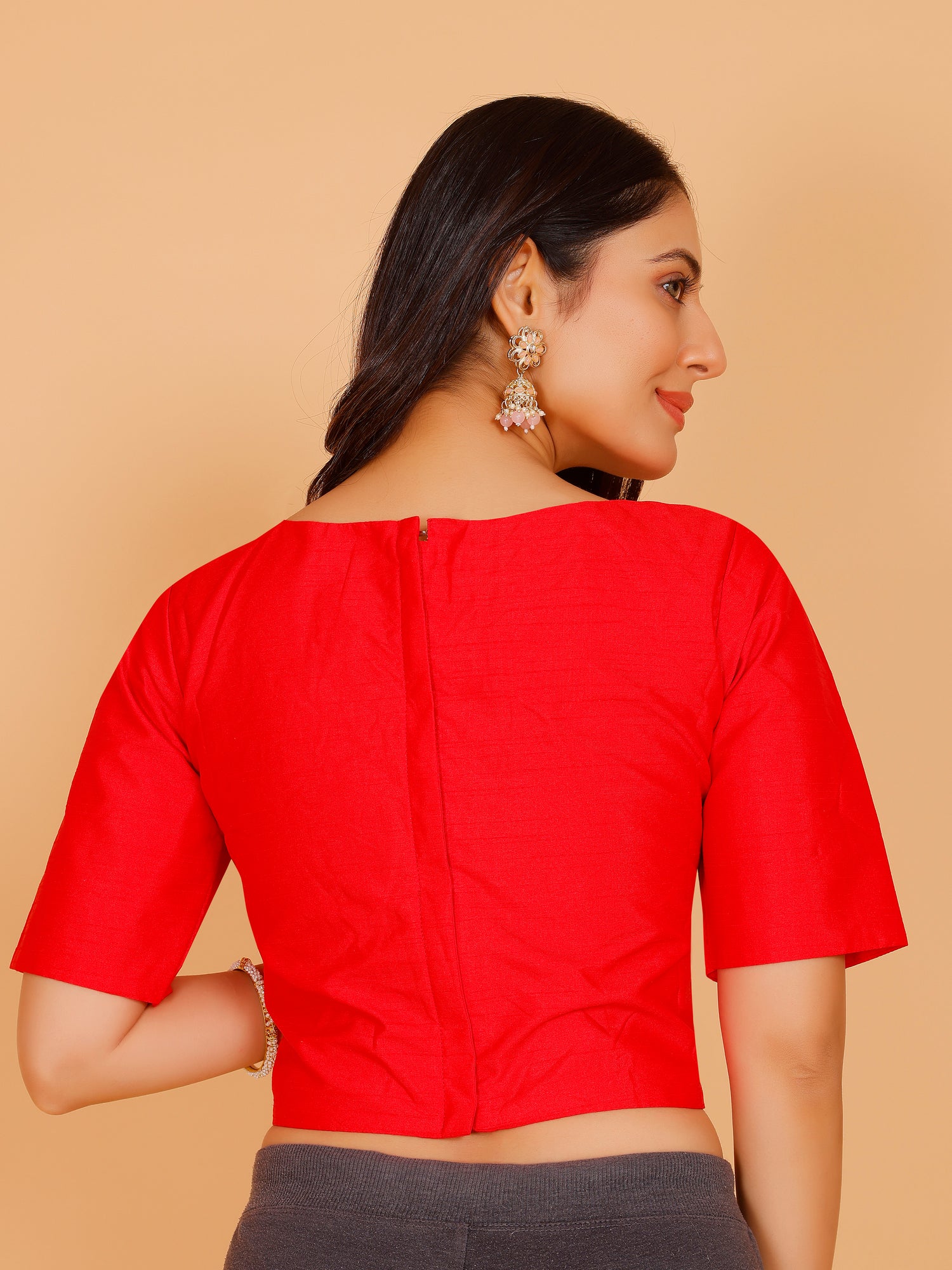 Ladies Dupion Silk Crop Top Blouse