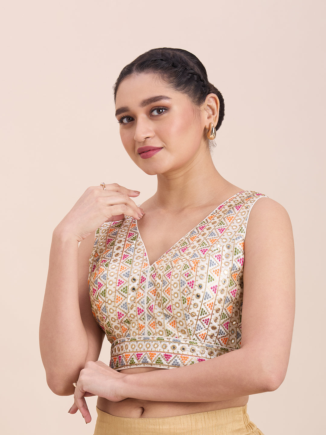 Brocade Resham Tiki Work Blouse