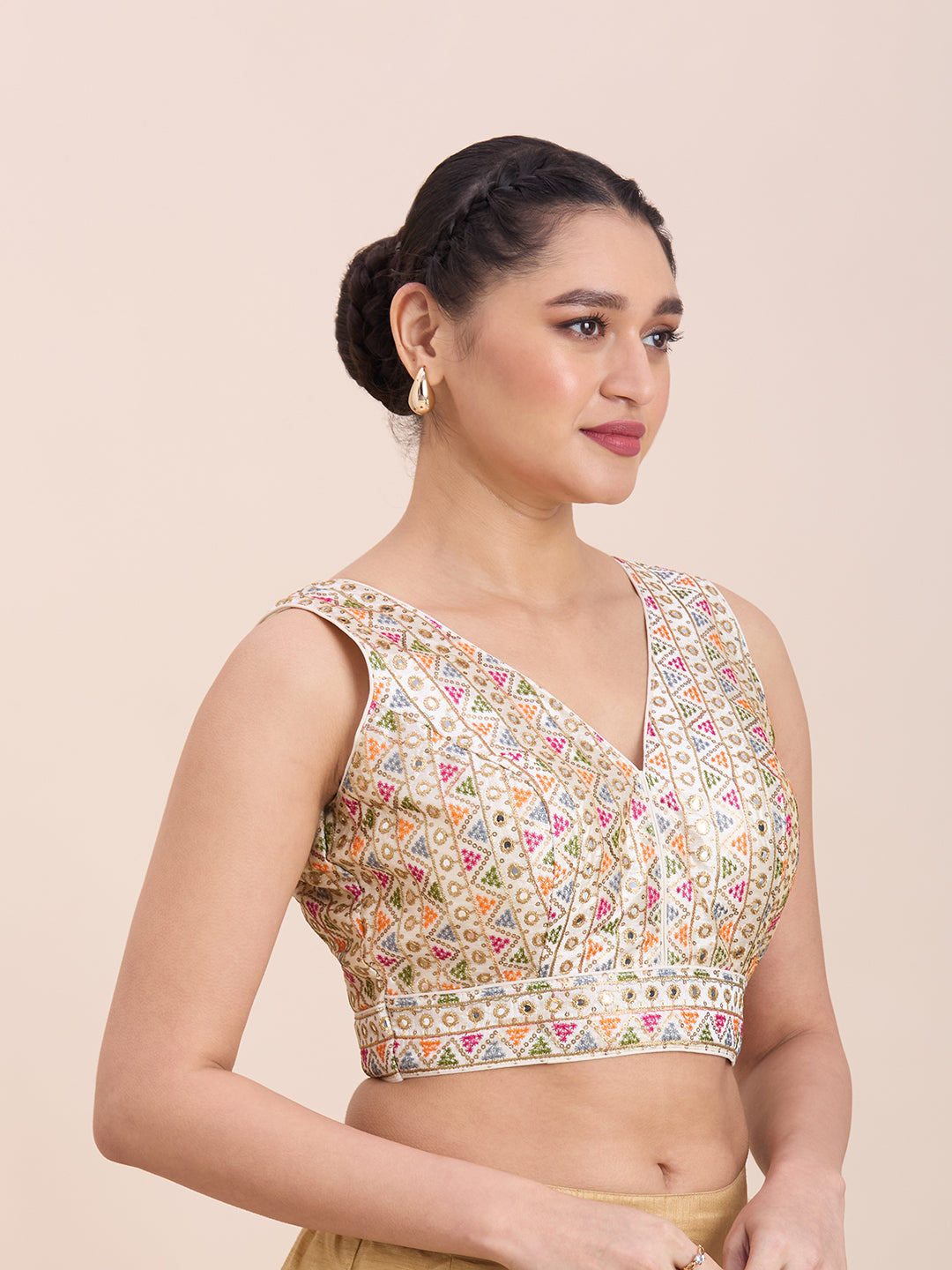 Brocade Resham Tiki Work Blouse