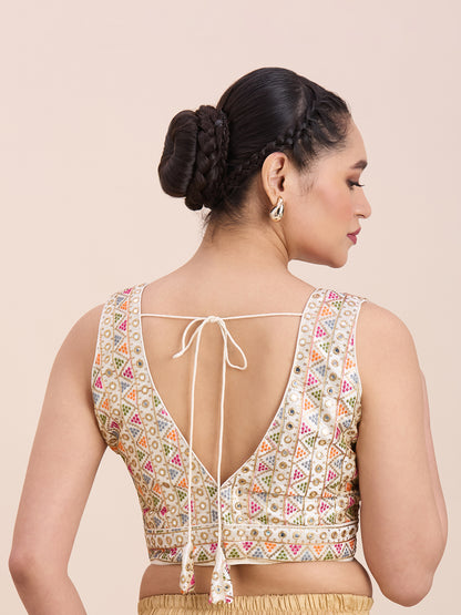 Brocade Resham Tiki Work Blouse