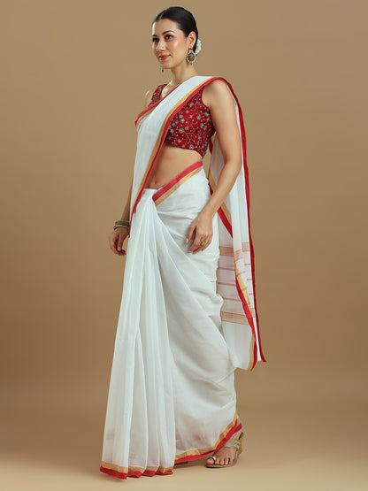 Onam Red Kasavu Saree