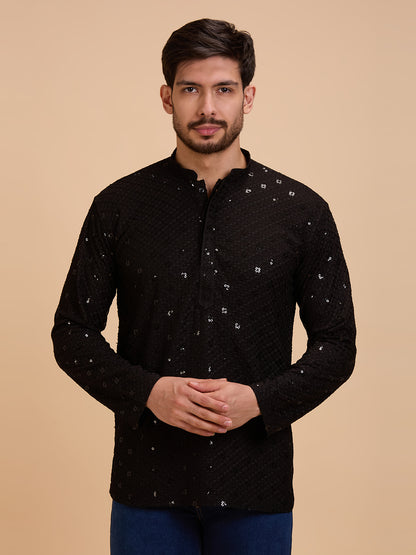 Mens Rayon Chiken-kari Work Kurta