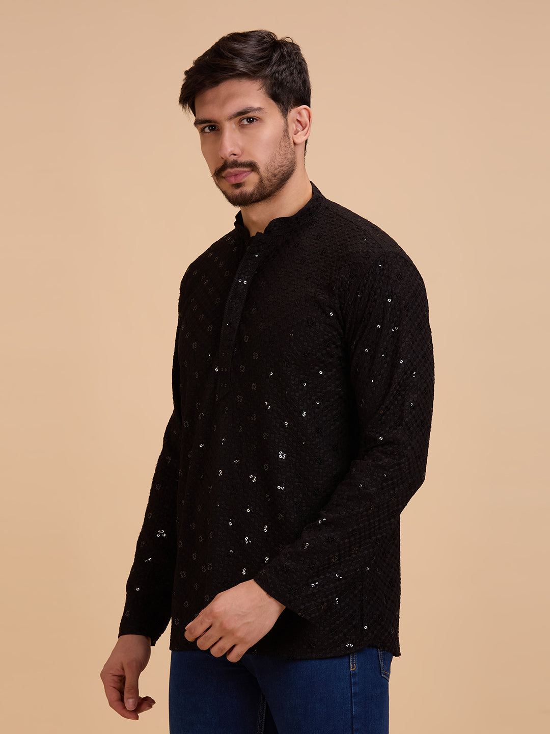 Mens Rayon Chiken-kari Work Kurta