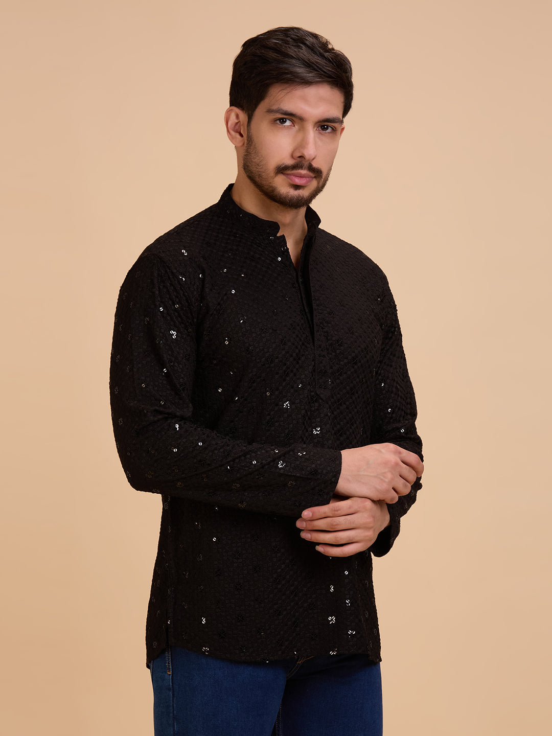 Mens Rayon Chiken-kari Work Kurta