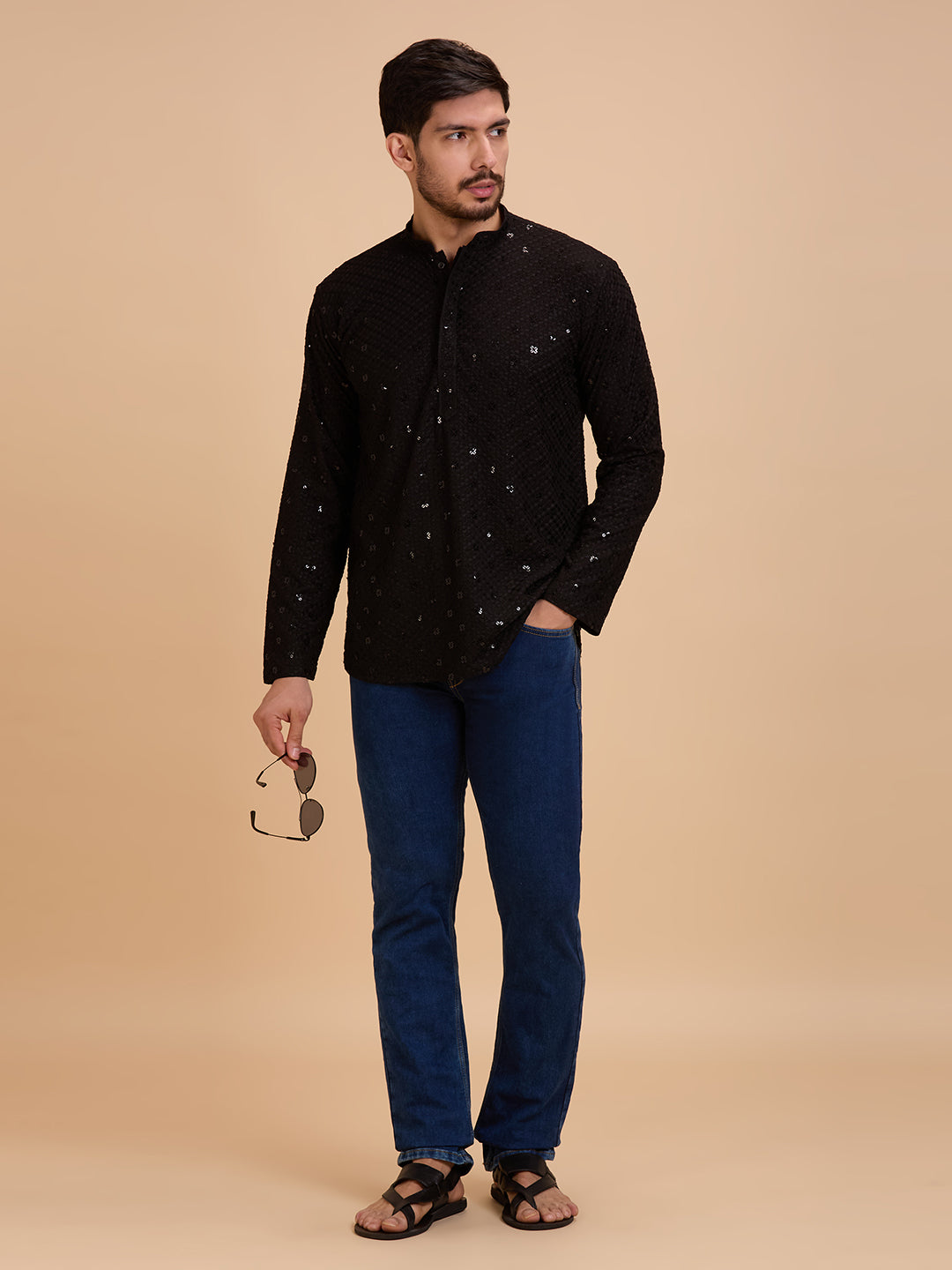 Mens Rayon Chiken-kari Work Kurta