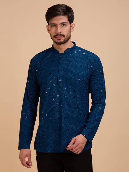 Mens Rayon Chiken-kari Work Kurta