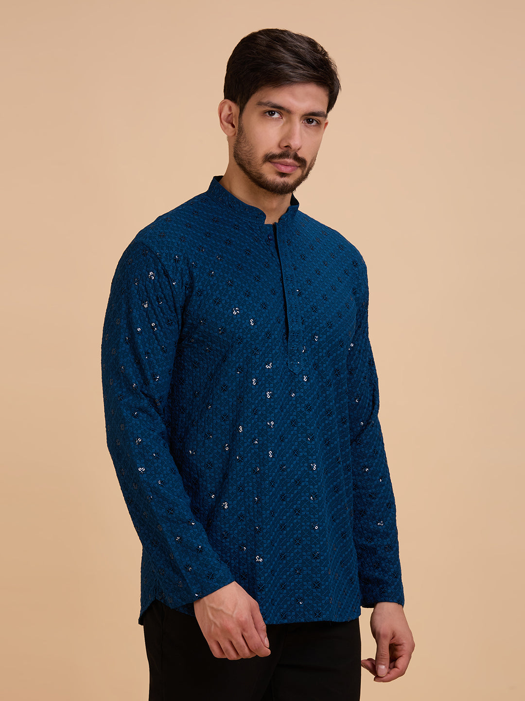 Mens Rayon Chiken-kari Work Kurta