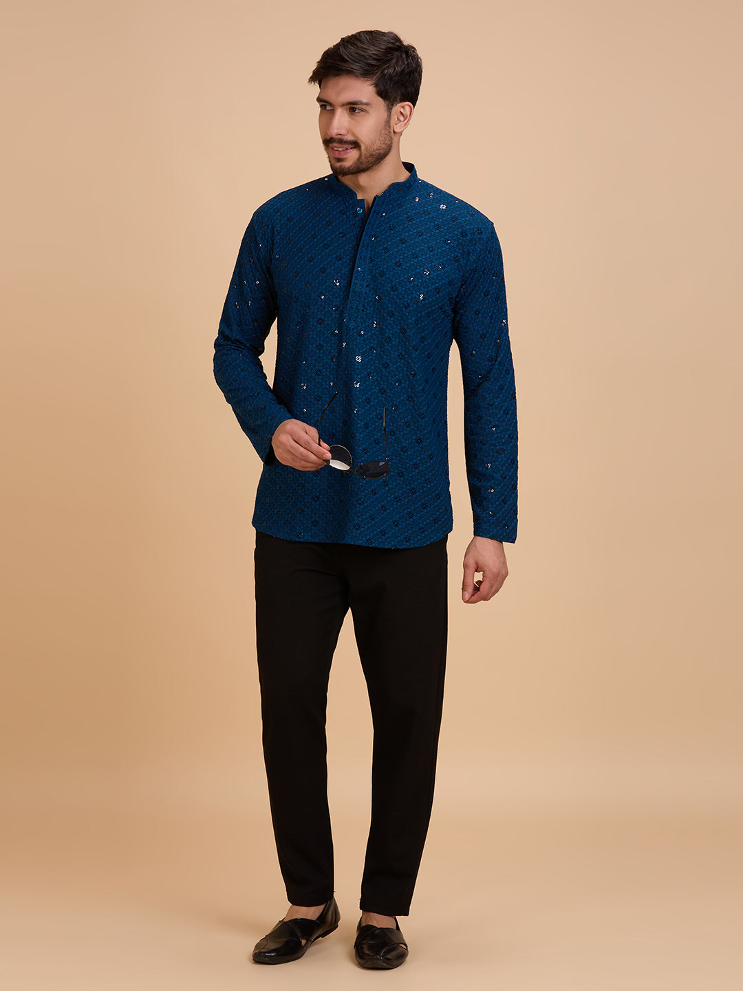 Mens Rayon Chiken-kari Work Kurta