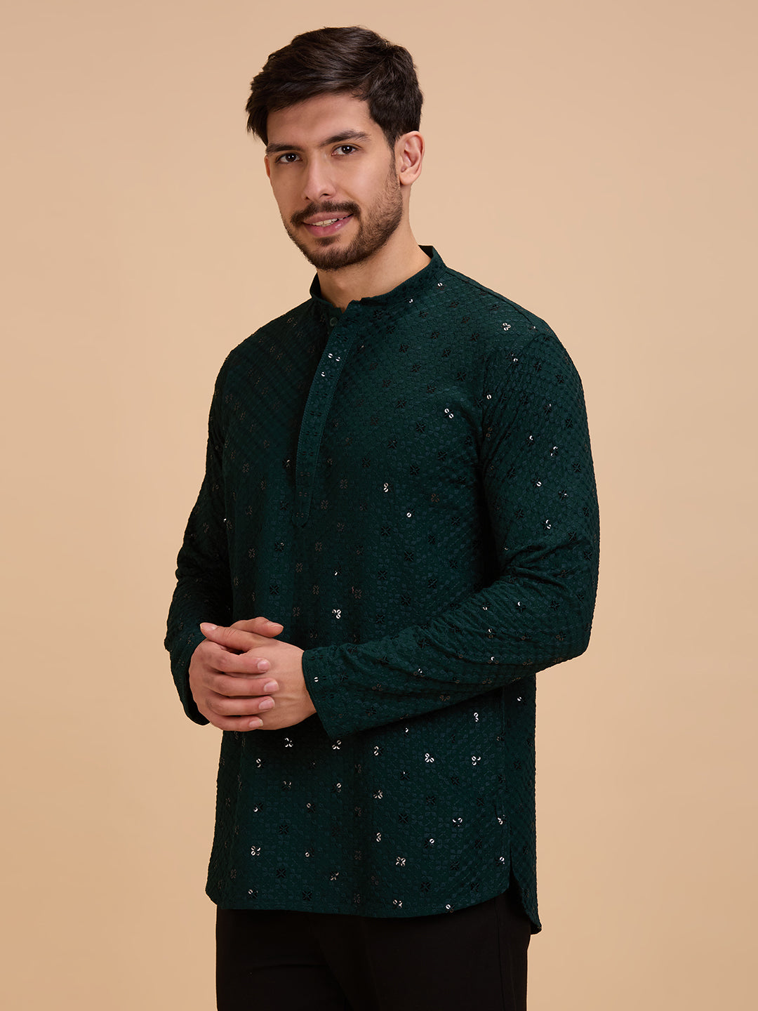 Mens Rayon Chiken-kari Work Kurta