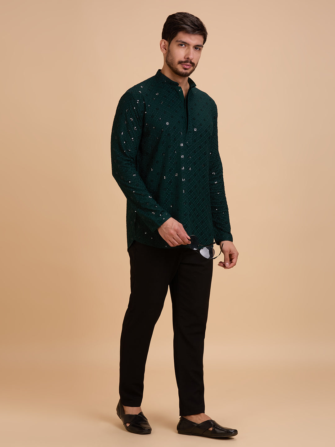 Mens Rayon Chiken-kari Work Kurta