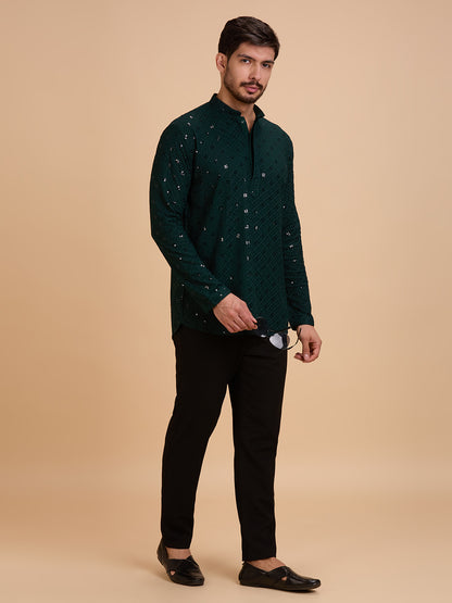 Mens Rayon Chiken-kari Work Kurta