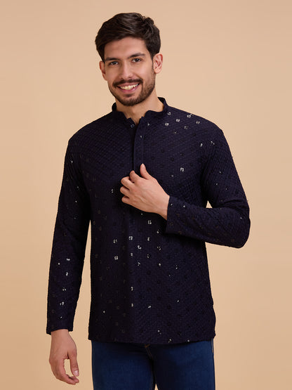 Mens Rayon Chiken-kari Work Kurta