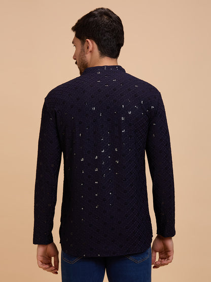 Mens Rayon Chiken-kari Work Kurta