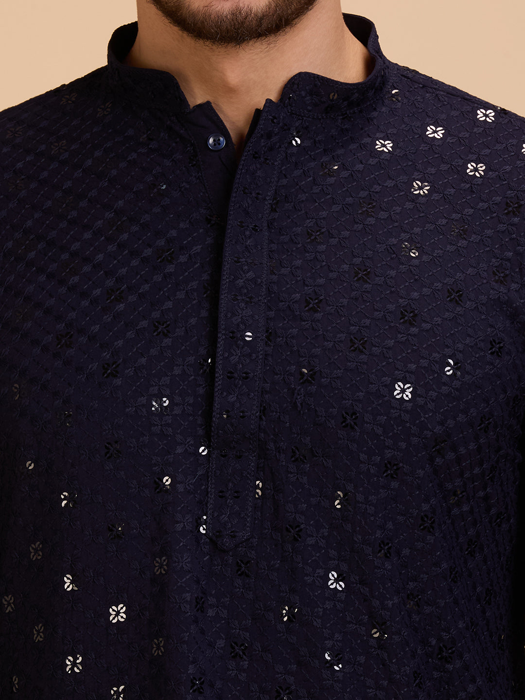 Mens Rayon Chiken-kari Work Kurta