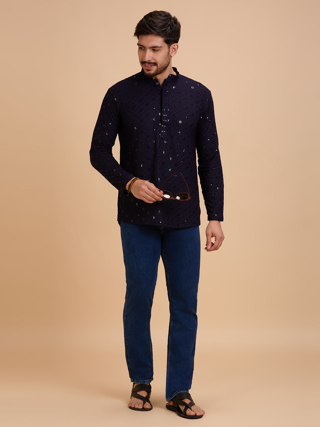 Mens Rayon Chiken-kari Work Kurta