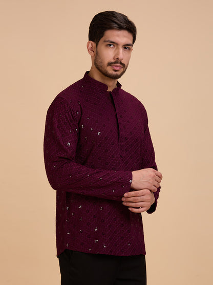 Mens Rayon Chiken-kari Work Kurta