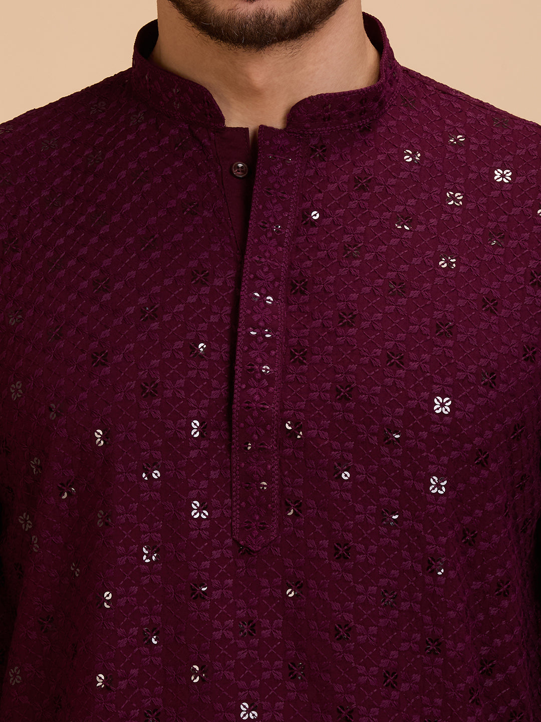 Mens Rayon Chiken-kari Work Kurta