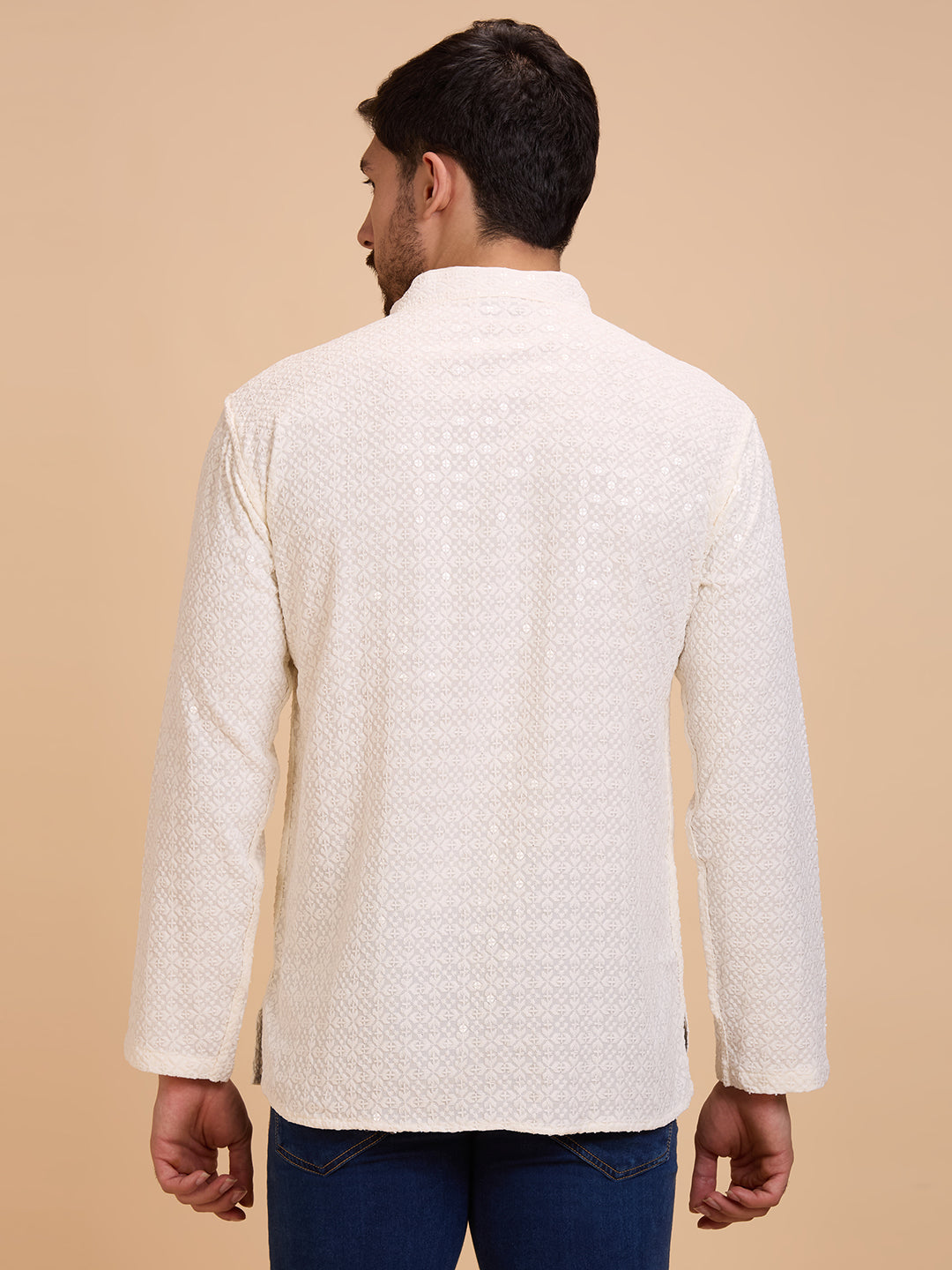 Mens Rayon Chiken-kari Work Kurta