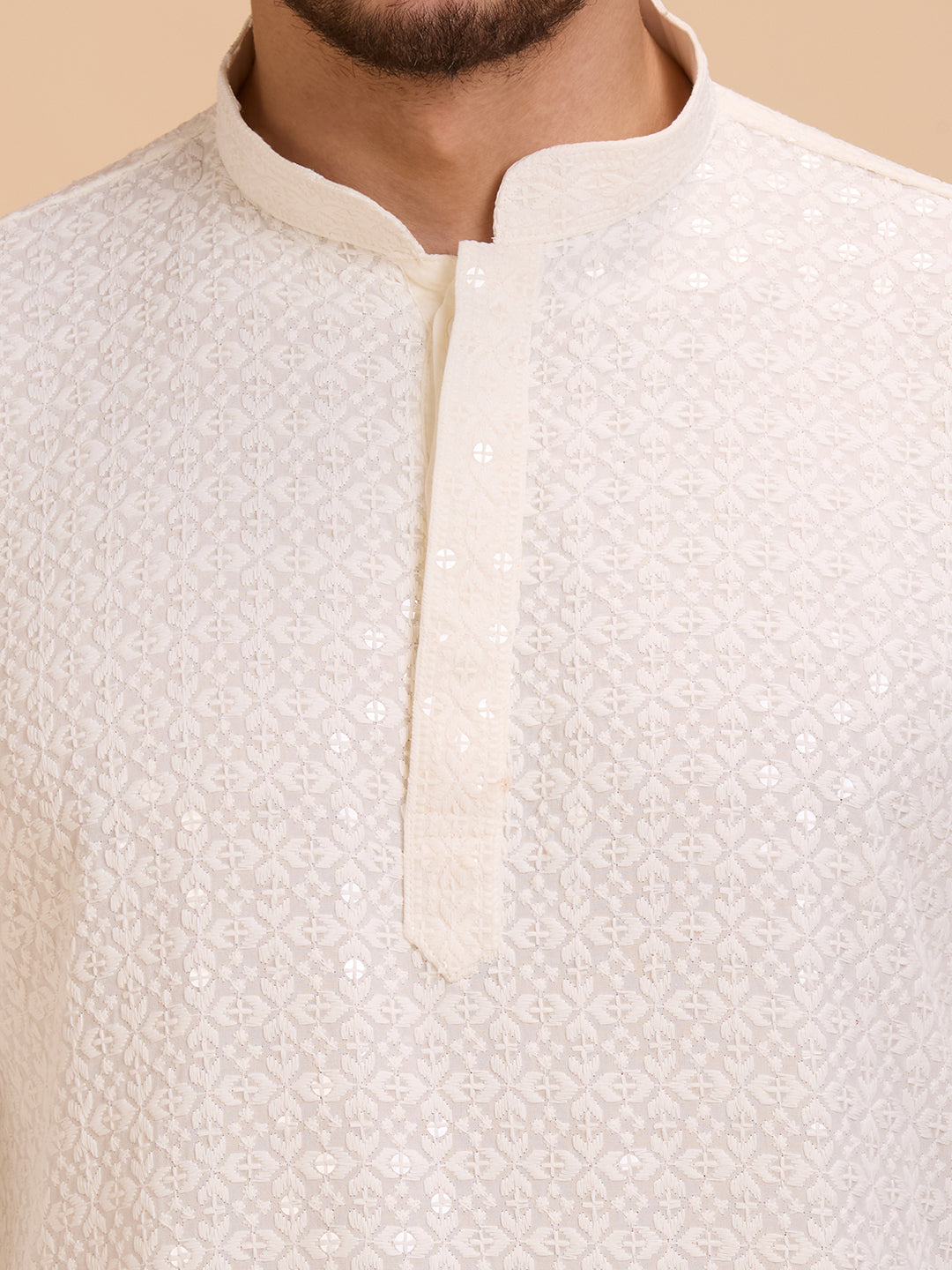 Mens Rayon Chiken-kari Work Kurta