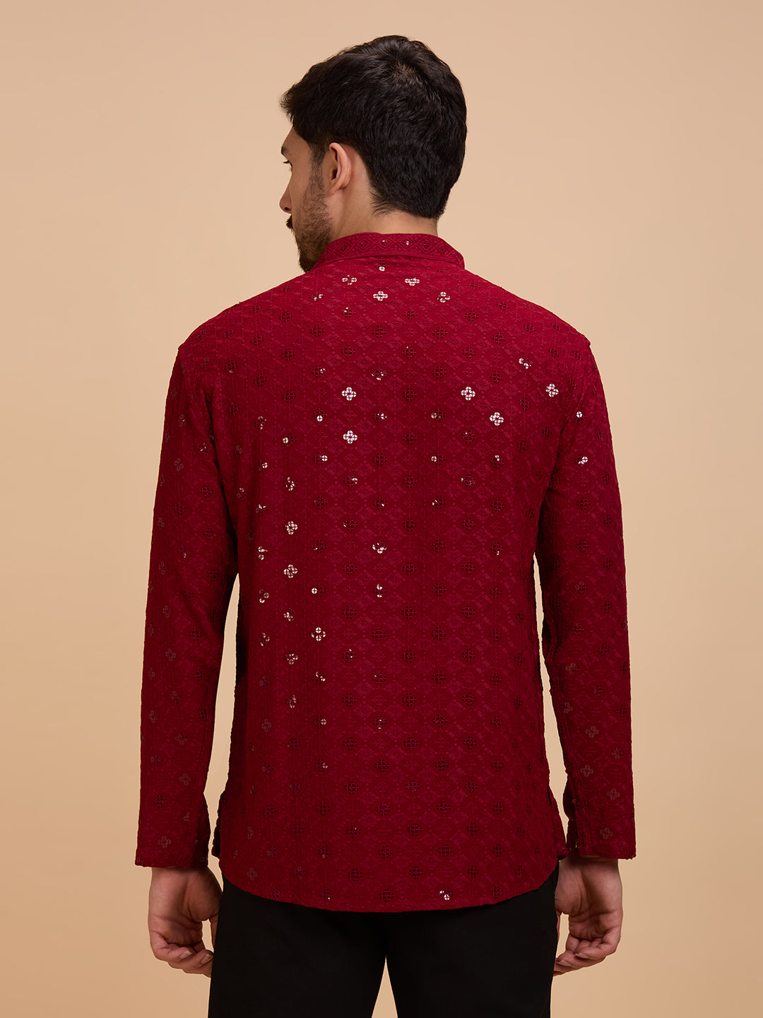 Mens Rayon Chiken-kari Work Kurta