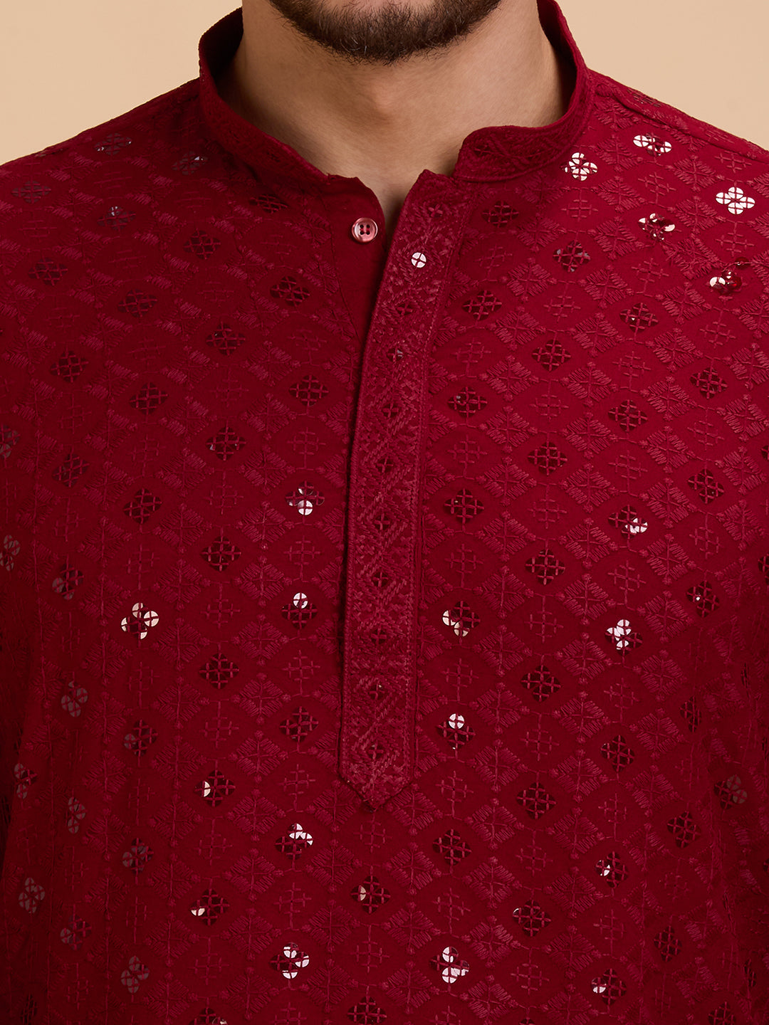 Mens Rayon Chiken-kari Work Kurta
