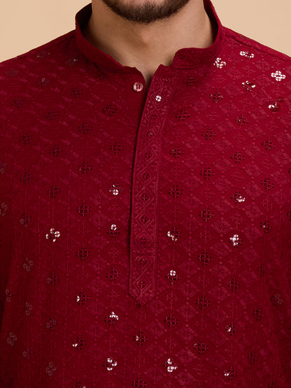 Mens Rayon Chiken-kari Work Kurta
