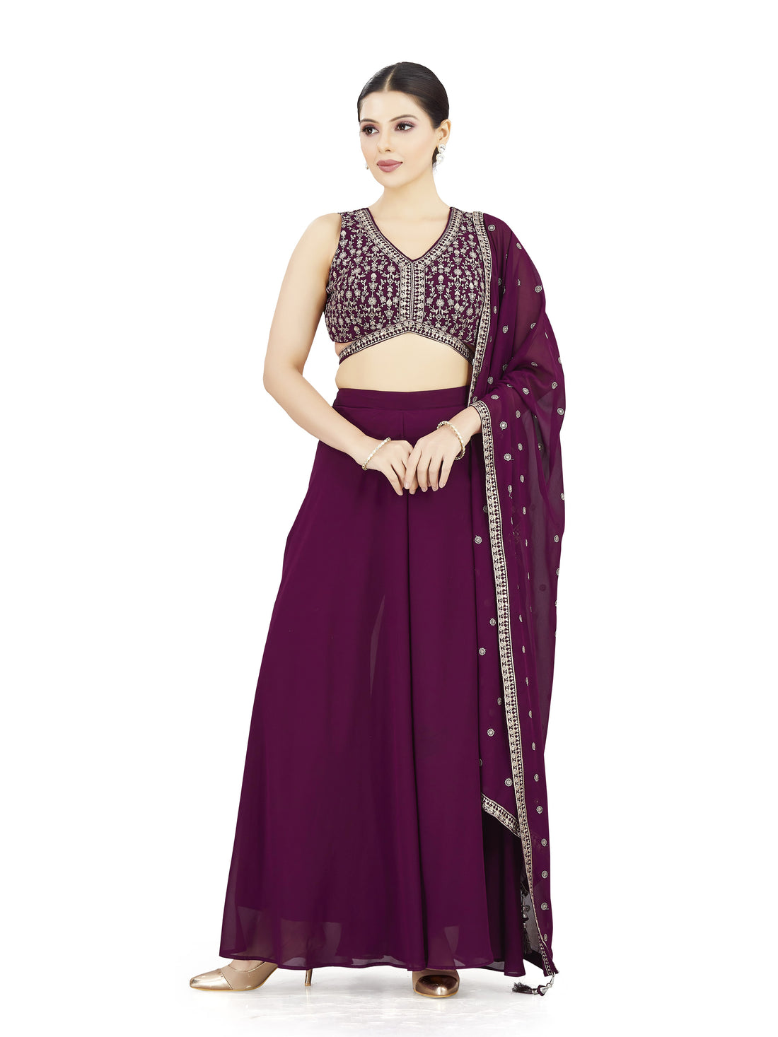 Advika Crop Top Palazzo Suit