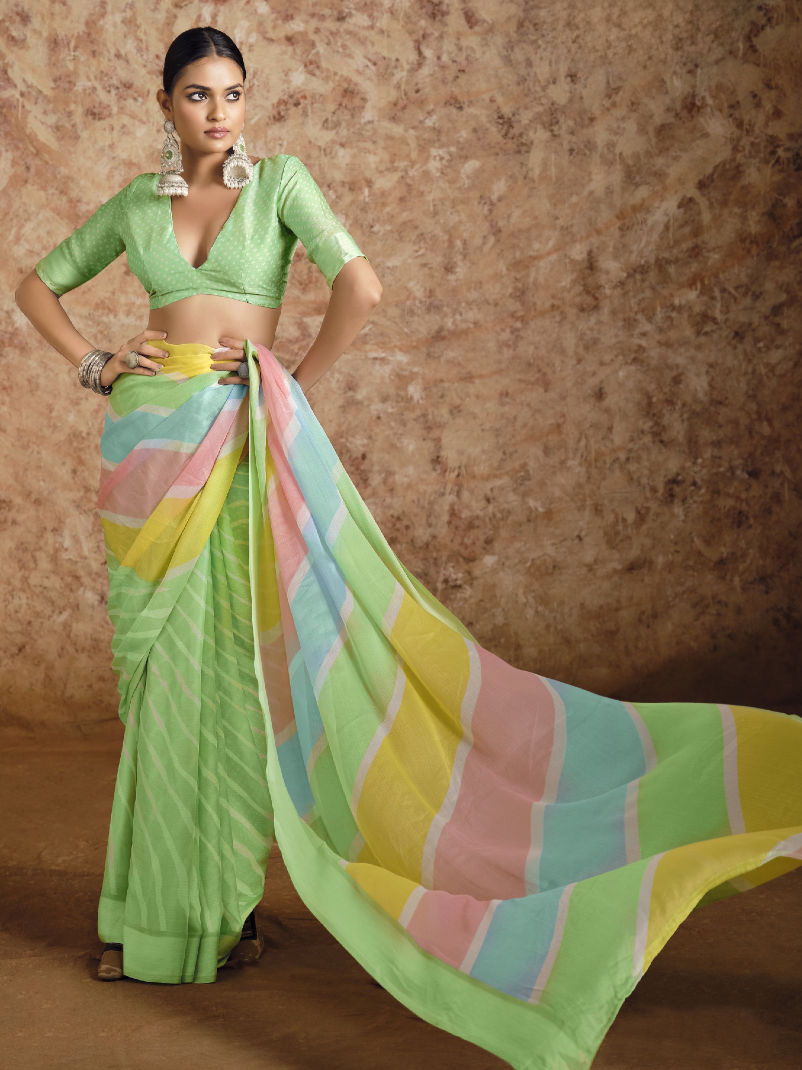 Navya Chiffon Laheriya Print Saree