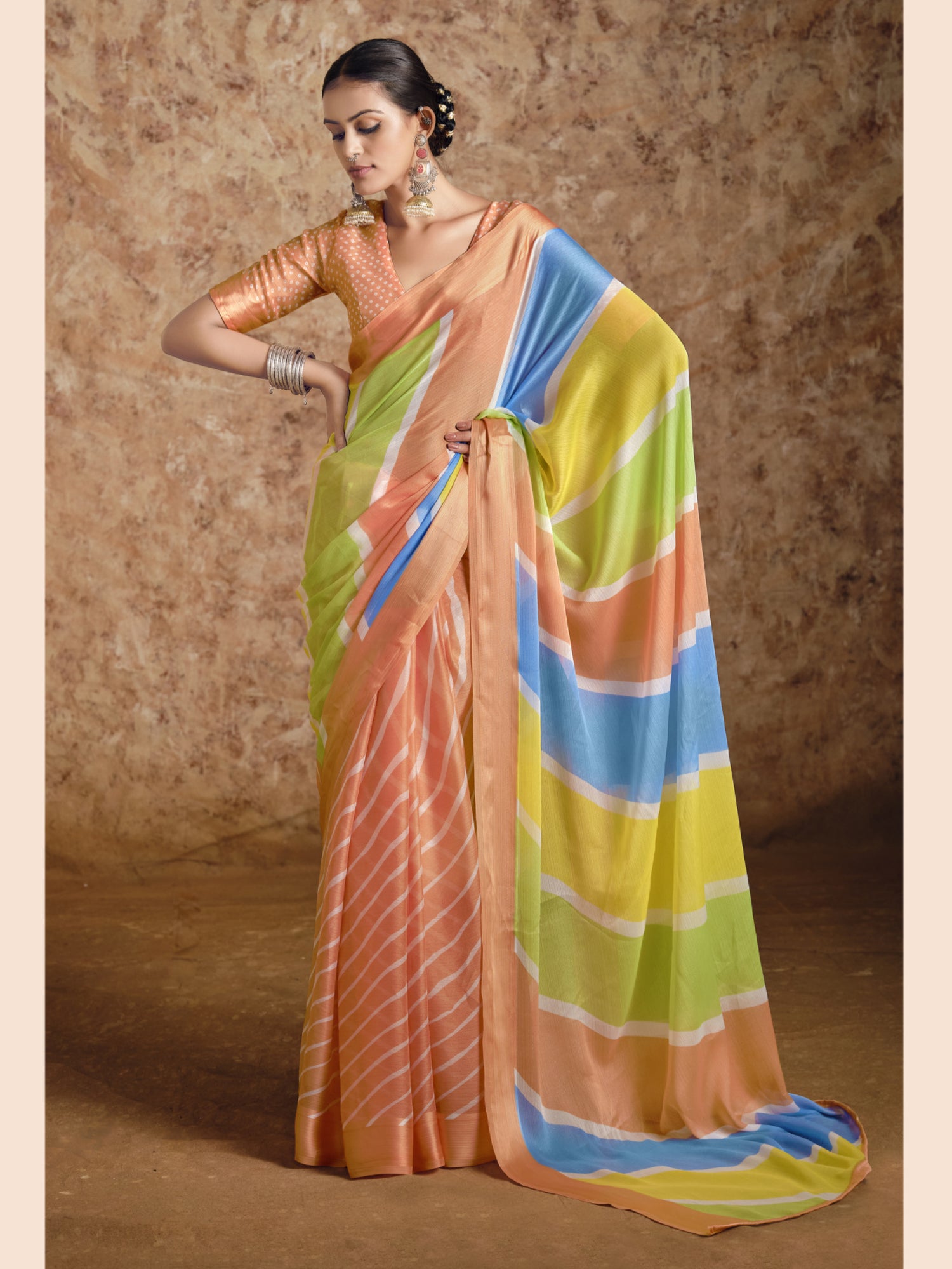 Navya Chiffon Laheriya Print Saree