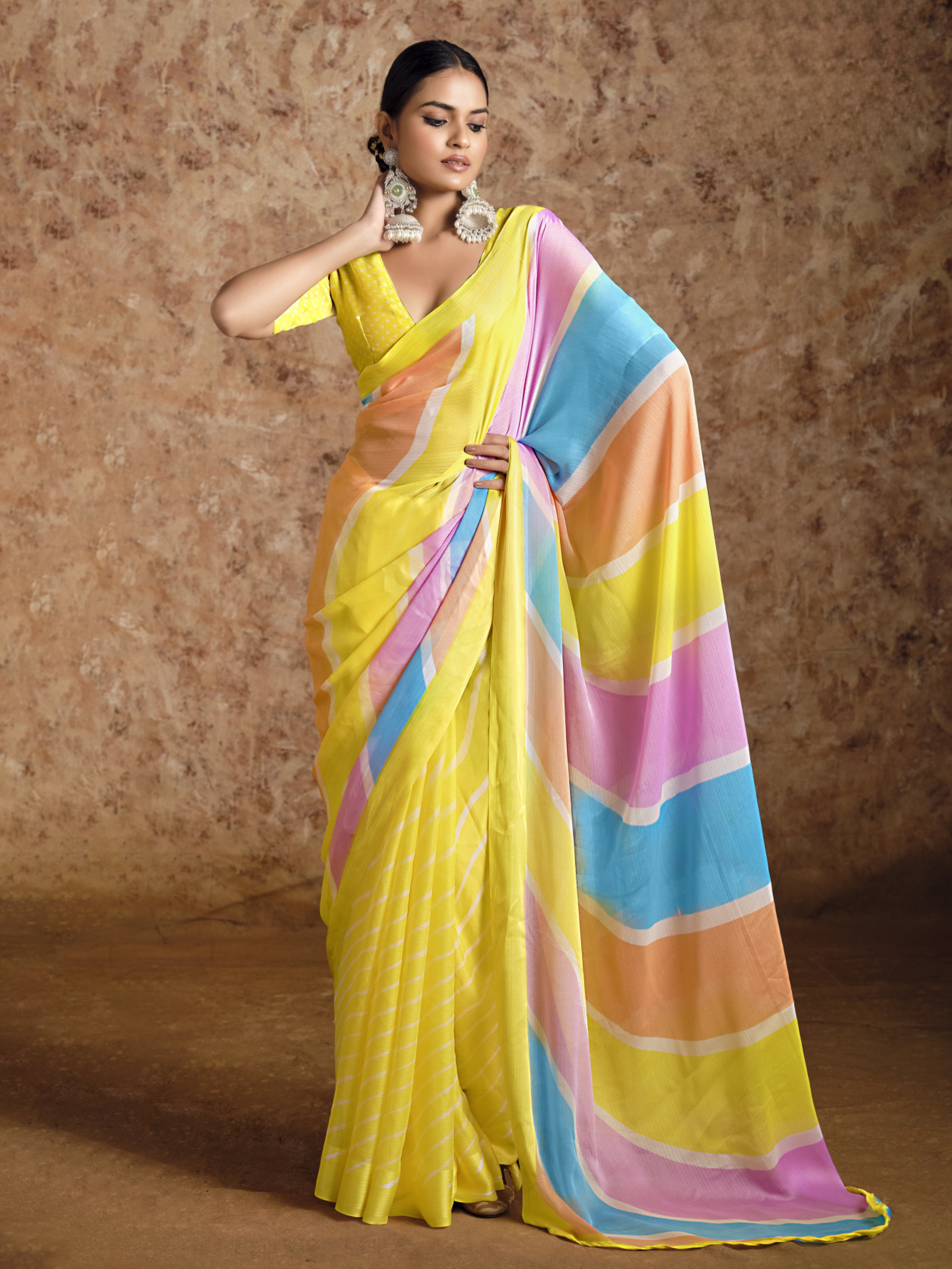 Navya Chiffon Laheriya Print Saree