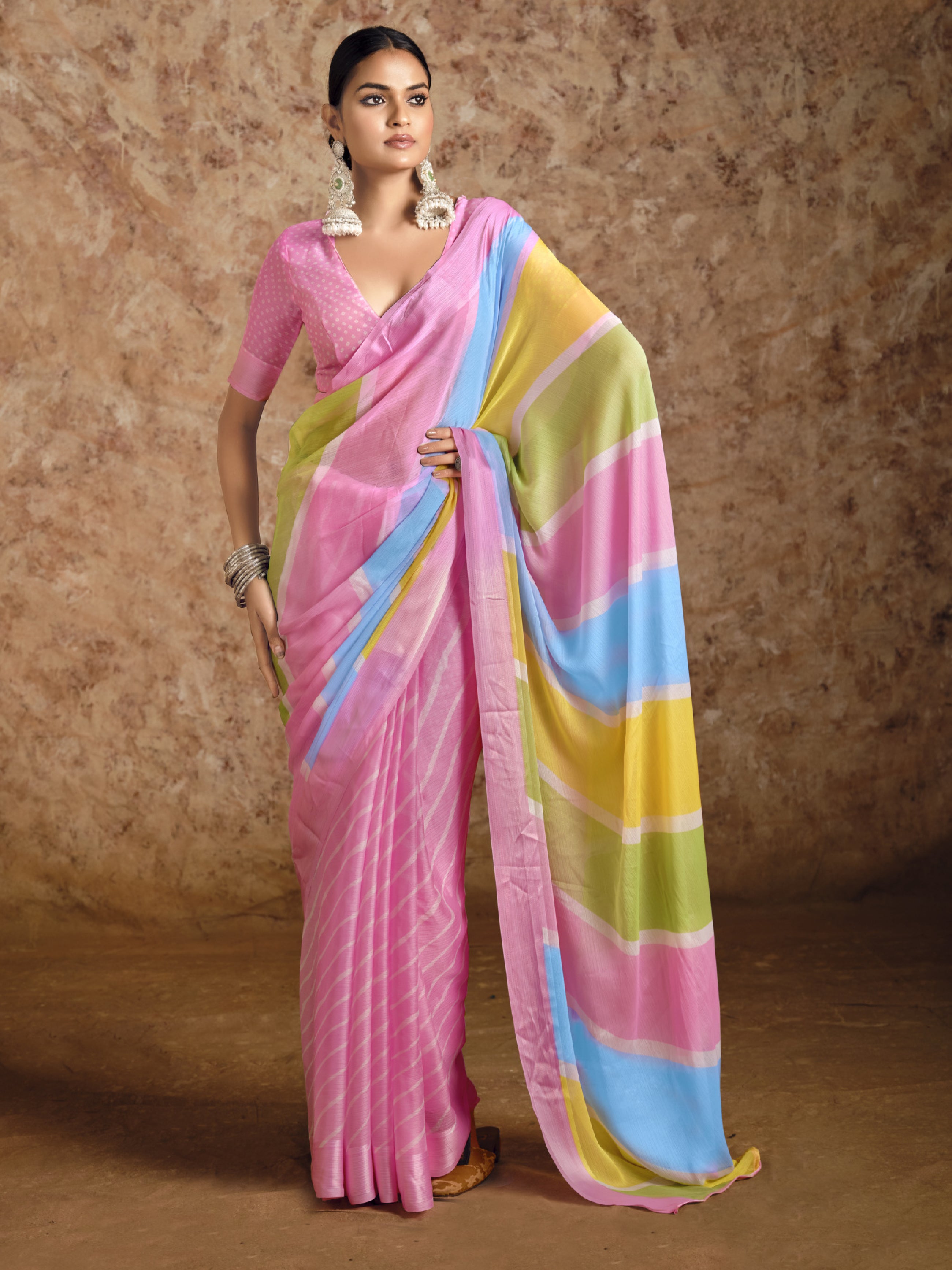 Navya Chiffon Laheriya Print Saree