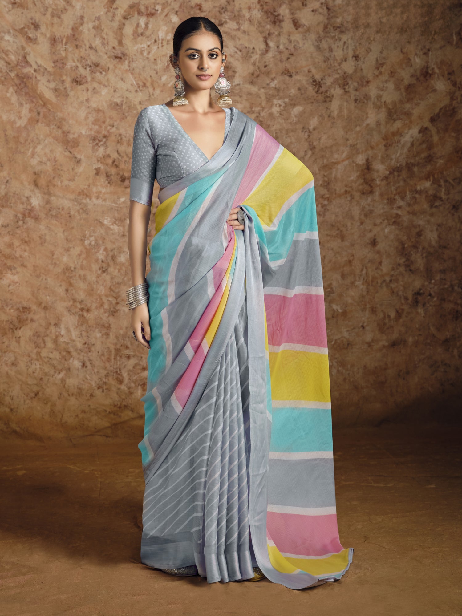 Navya Chiffon Laheriya Print Saree
