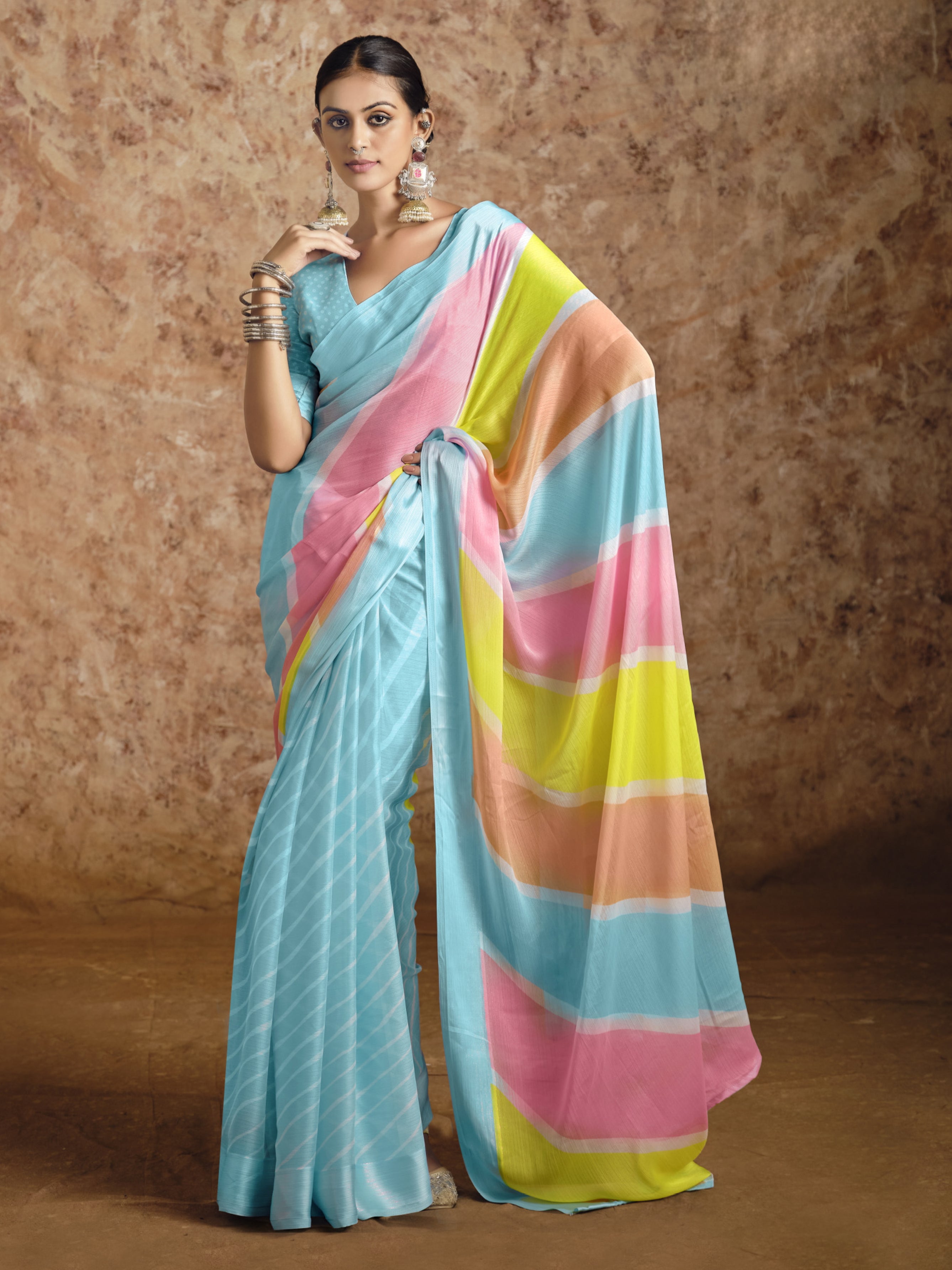 Navya Chiffon Laheriya Print Saree