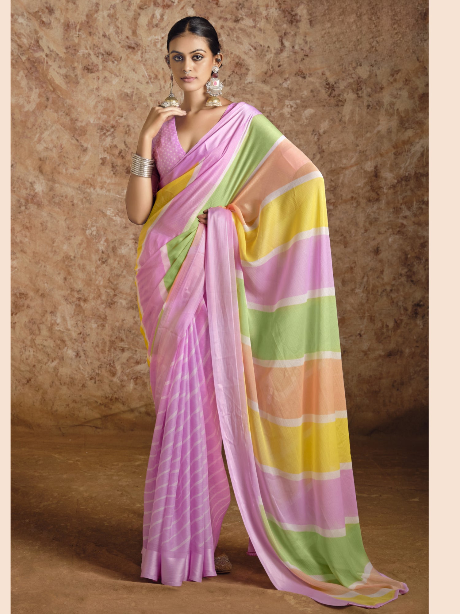 Navya Chiffon Laheriya Print Saree