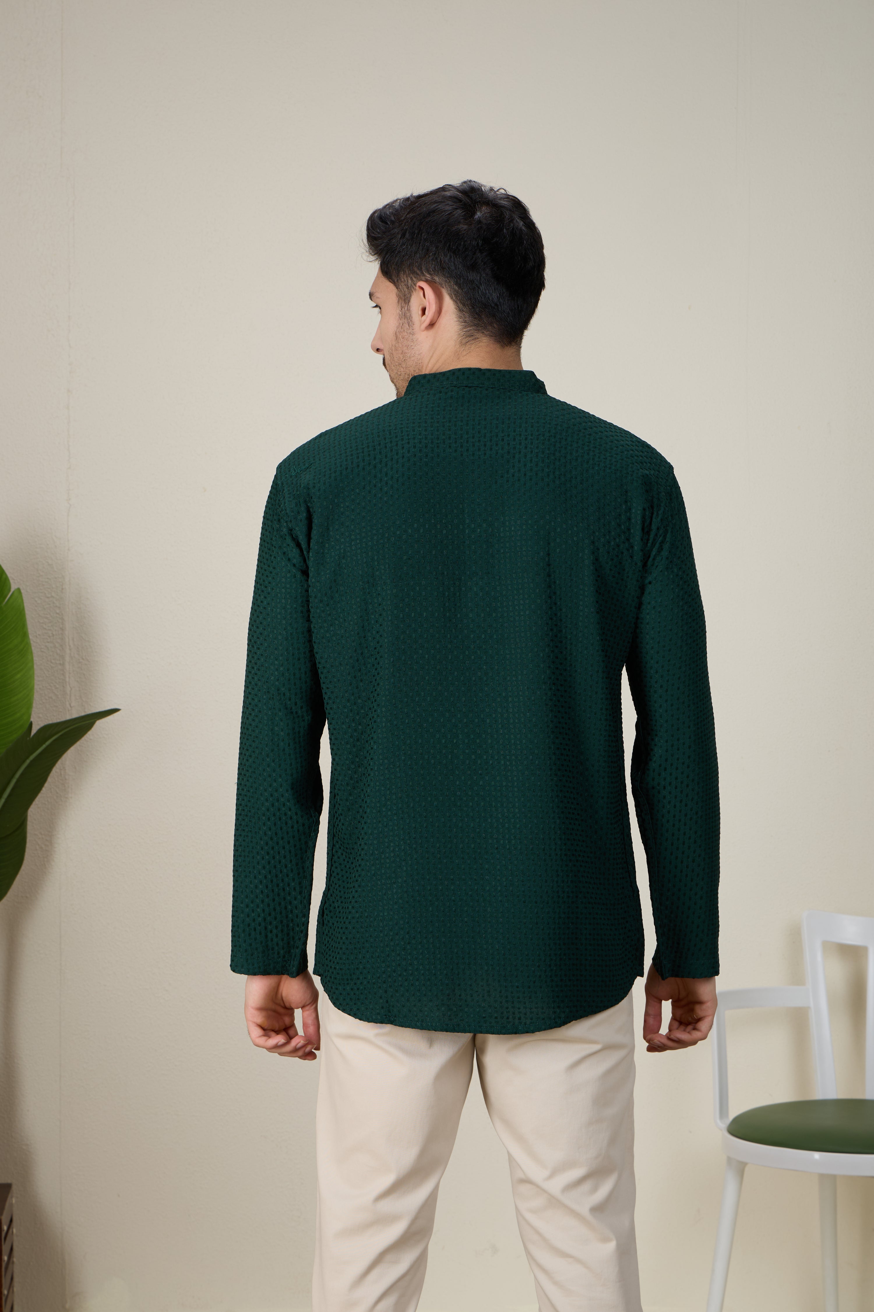 Mens Rayon Chiken-kari Work Kurta