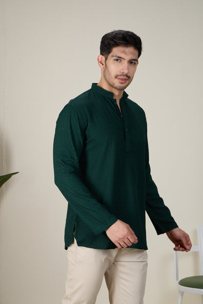 Mens Rayon Chiken-kari Work Kurta